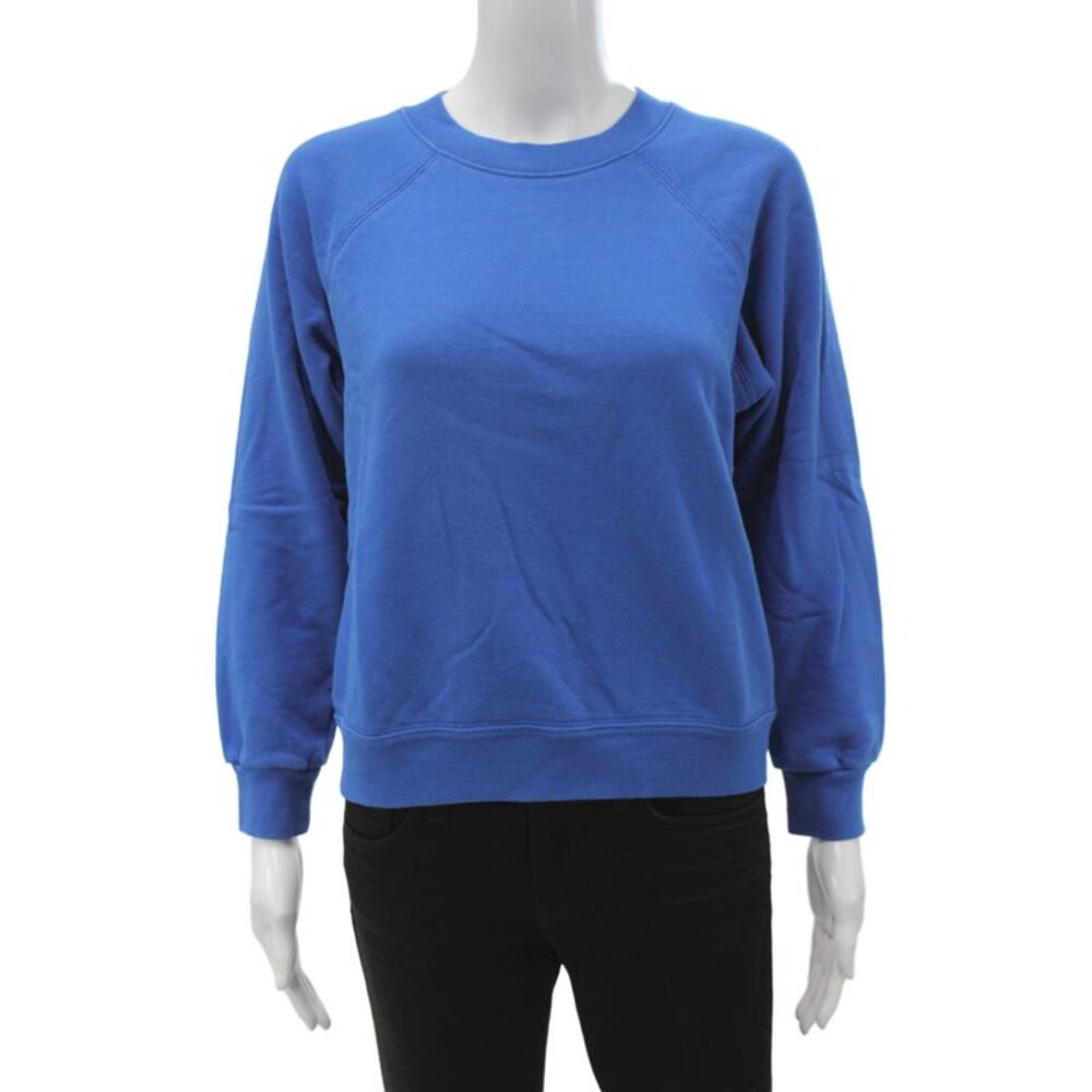 AYR Women Pullover Sweatshirt Blue Crewneck Long Sleeve Cotton Size M